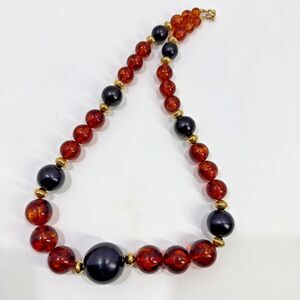 Amber Brown Bead Necklace 14" Fashion Jewelry Business Style